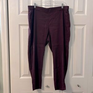 J.Jill Burgundy Crop Linen Pant